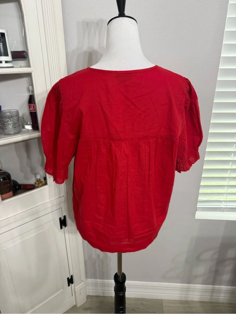 Abercrombie & Fitch Red V-Neck Button Front Blouse